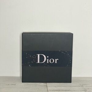 Christian Dior Empty Gift Box Black Silver Logo Large Designer Storage